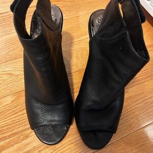 Vince Camuto Black Peep-Toe Heeled Boots